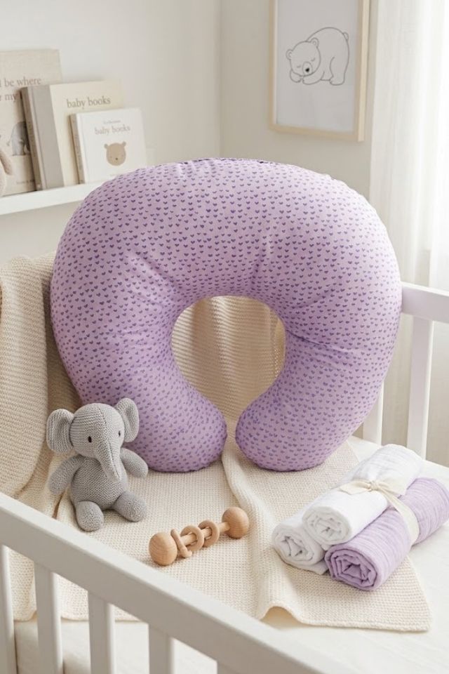 mm,m,n Cojín de lactancia impermeable Purple Love - Imagen 1